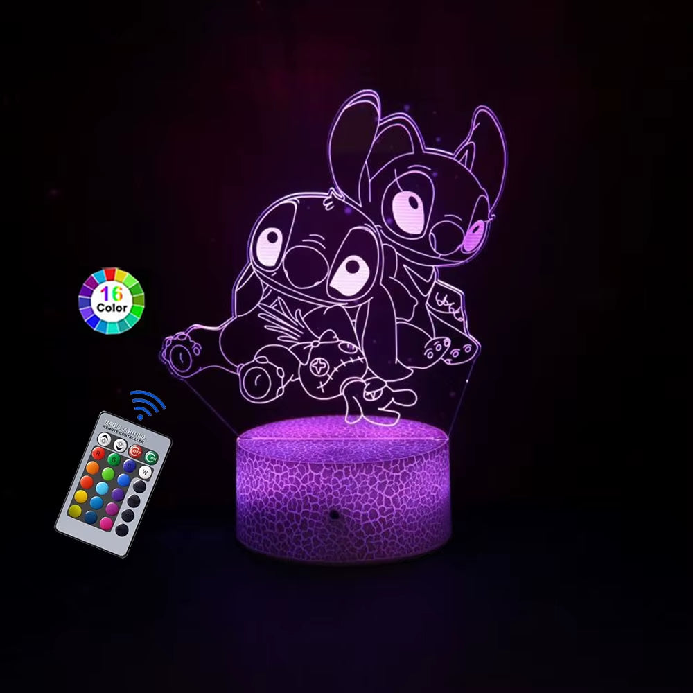 3D Night Light Lilo & Stitch with Remote Control and Smart Touch