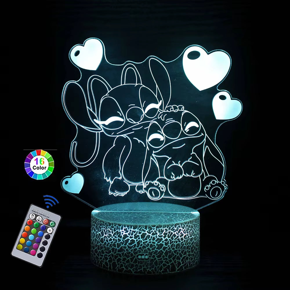 3D Night Light Lilo & Stitch with Remote Control and Smart Touch