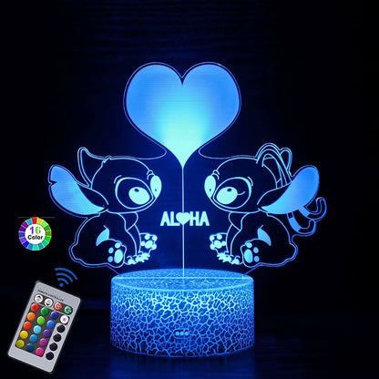 3D Night Light Lilo & Stitch with Remote Control and Smart Touch